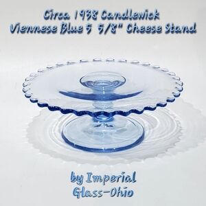 Rare 1938 Candlewick Viennese Blue 5 5/8" Cheese Stand